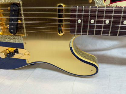 Fender Buck Owens Telecaster Guitar with Case 2002 - 2004 - MIJ Made In Japan - Red, Silver & Blue Sparkle