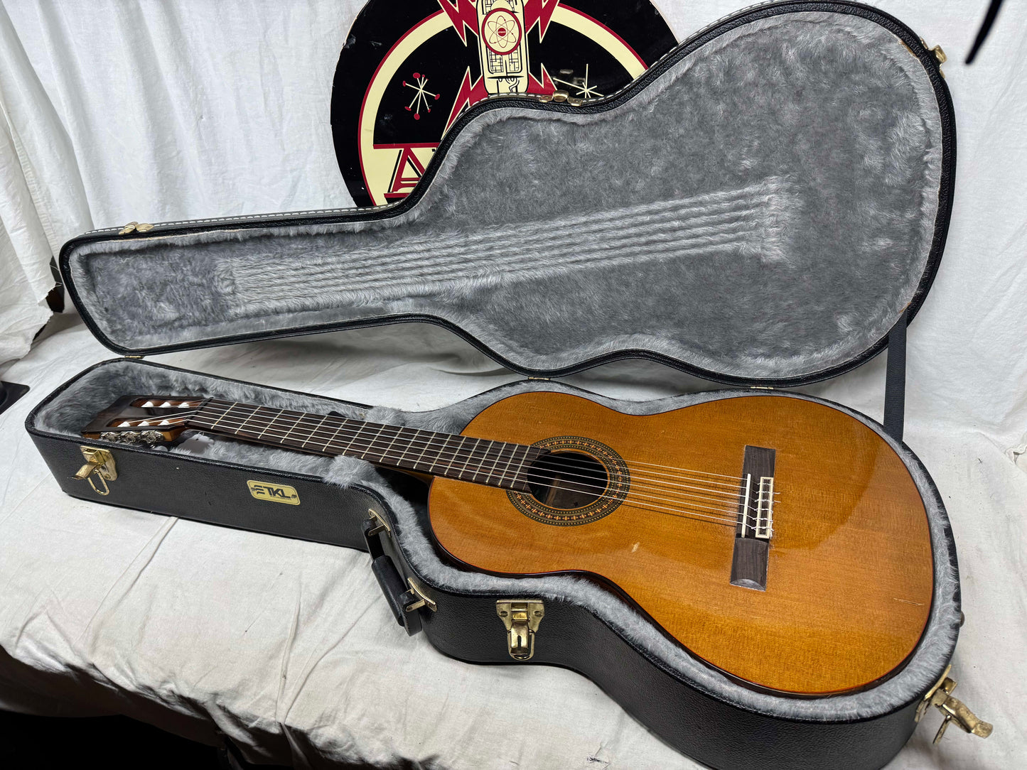 Kevin Mathers Concert Classical Acoustic Guitar - crack/hole in top - with Case 2006