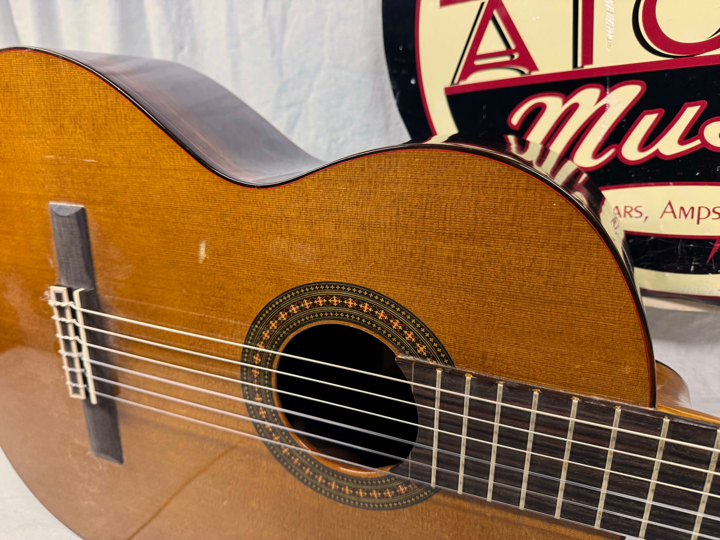 Kevin Mathers Concert Classical Acoustic Guitar - crack/hole in top - with Case 2006