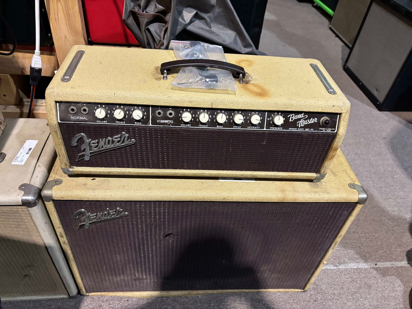 Fender 1963 Bandmaster band master Tube Amplifier Head with 1x15 115 Tone-Ring Speaker Cabinet - Local Pickup Only