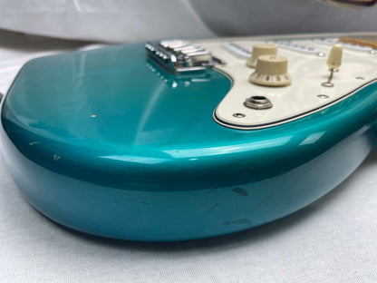 Fender PARTS Stratocaster - 1999 American Deluxe neck on 1983 Dan Smith-era Standard Strat body with Case - Transparent Teal