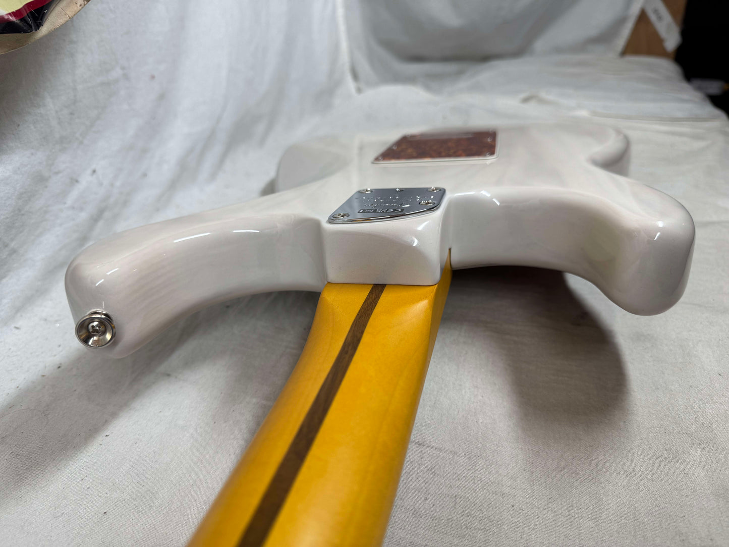 Fender USA Parts Stratocaster Guitar - Deep C shape American Professional II neck on American Professional Thinline Body  - White Blonde / Fender neck