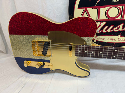 Fender Buck Owens Telecaster Guitar with Case 2002 - 2004 - MIJ Made In Japan - Red, Silver & Blue Sparkle