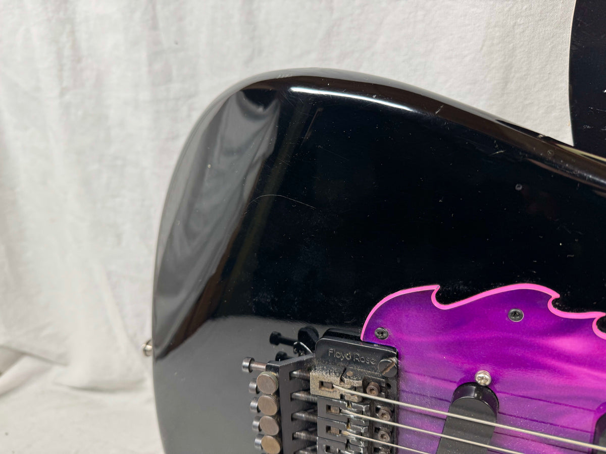 Squier by Fender MIJ Made In Japan Stratocaster Guitar with Floyd Rose + EMGs Upgrades + Case 1985 - 1986 - Black / Maple neck