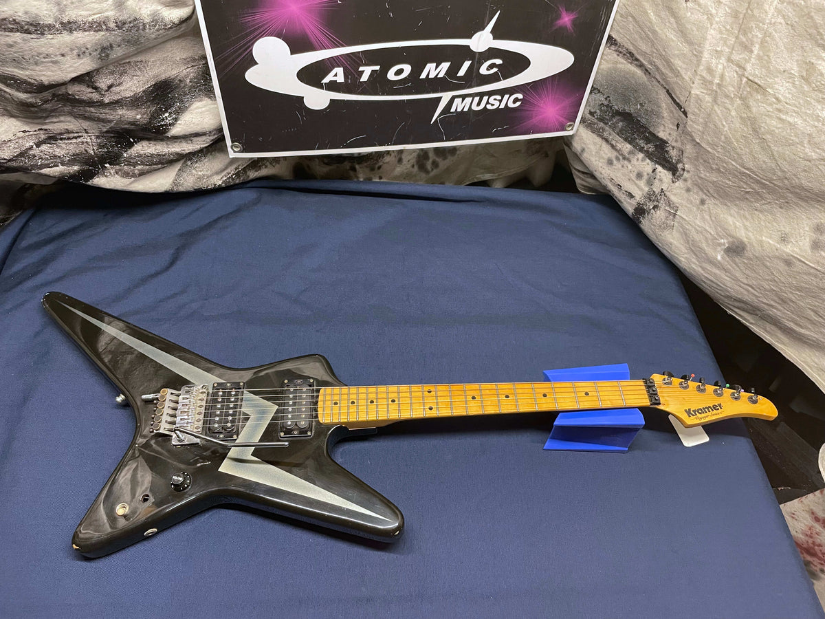 Kramer USA Voyager Series Guitar - modified! 1980s - Black with Lightning Bolt