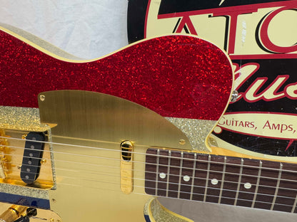 Fender Buck Owens Telecaster Guitar with Case 2002 - 2004 - MIJ Made In Japan - Red, Silver & Blue Sparkle
