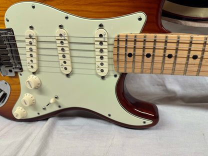 Fender American Deluxe Ash Stratocaster Guitar with Case 2010 - Tobacco Sunburst / Maple neck