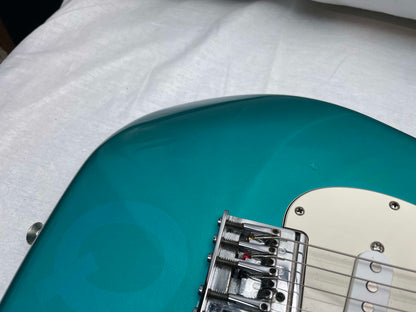 Fender PARTS Stratocaster - 1999 American Deluxe neck on 1983 Dan Smith-era Standard Strat body with Case - Transparent Teal