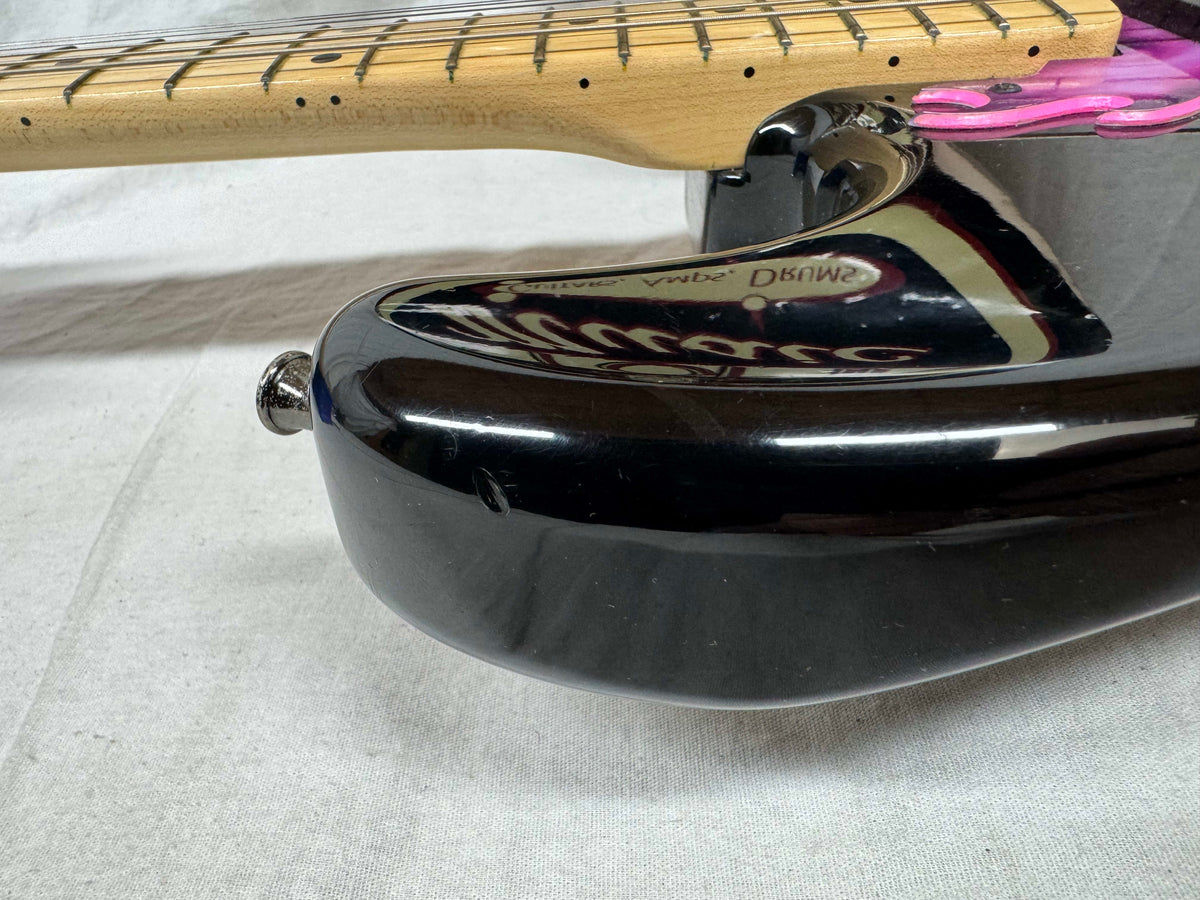 Squier by Fender MIJ Made In Japan Stratocaster Guitar with Floyd Rose + EMGs Upgrades + Case 1985 - 1986 - Black / Maple neck