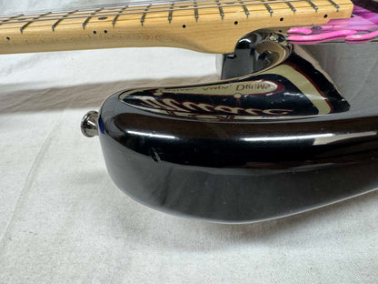 Squier by Fender MIJ Made In Japan Stratocaster Guitar with Floyd Rose + EMGs Upgrades + Case 1985 - 1986 - Black / Maple neck